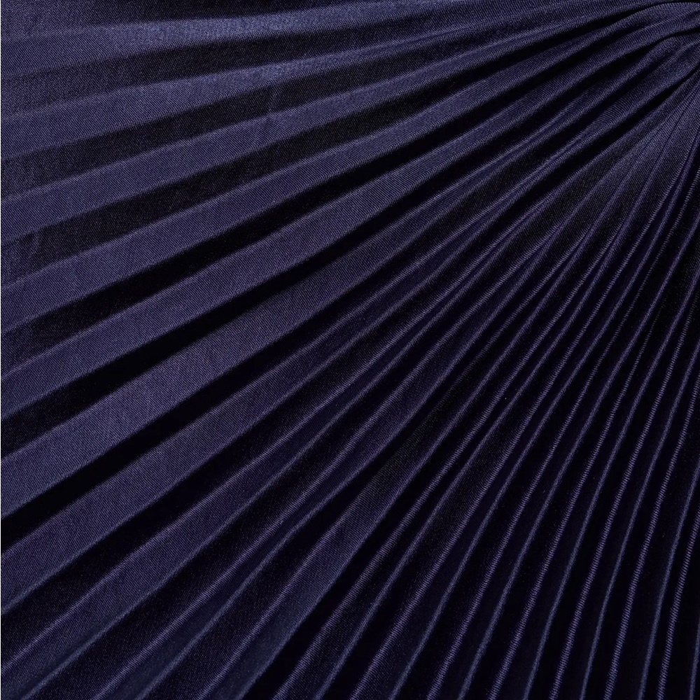 A.L.C. Delfina Asymmetrical Pleated Dress in Navy - Picture 10 of 11